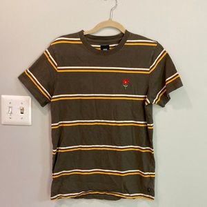 Vans striped flower embroidered tee shirt size small